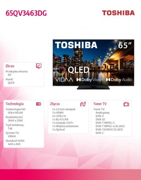Telewizor QLED 65 cali 65QV3463DG Toshiba