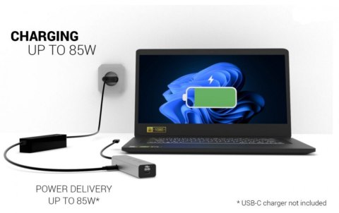 HUB USB-C Charging Metal 5 port with USB-C video 8K + Power Delivery 85W