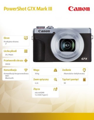 Aparat PowerShot G7X Mark III srebrny 3638C002