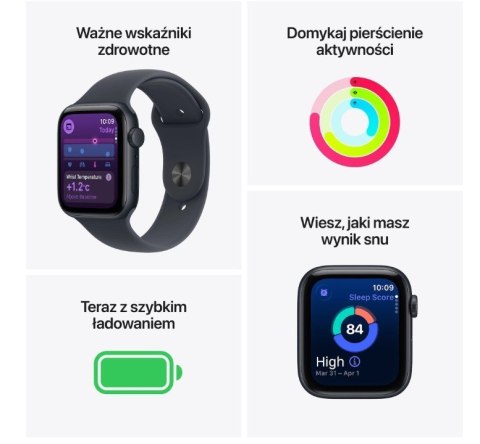 Watch SE 3 GPS koperta 40 mm z aluminium w kolorze księżycowej poświaty, pasek sportowy w kolorze księżycowej poświaty - rozmiar Apple