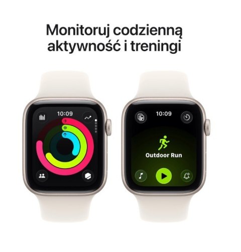 Watch SE 3 GPS koperta 44 mm z aluminium w kolorze księżycowej poświaty, pasek sportowy w kolorze księżycowej poświaty - rozmiar Apple