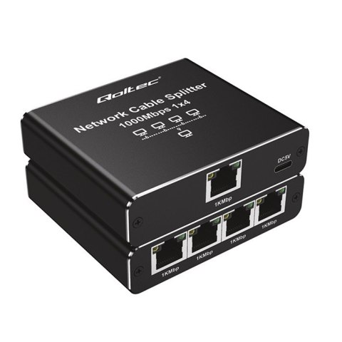 Rozdzielacz splitter Ethernet mini SWITCH 1x4 RJ45 | 1000Mb/s | USB-C | Aluminium