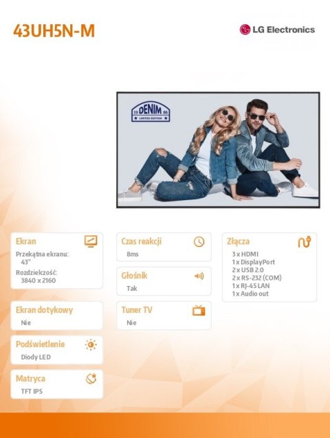 Monitor wielkoformatowy 43UH5N-M 500cd/m2 UHD 24/7