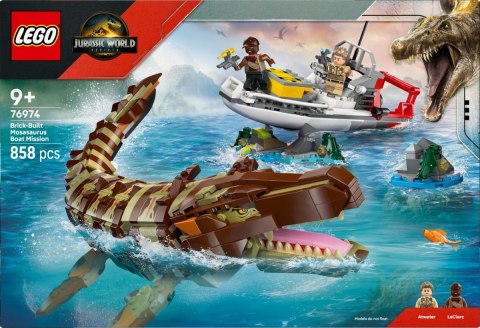 Klocki Jurassic World 76974 Misja na łodzi i model mozazaura