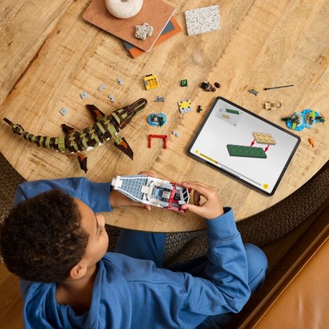 Klocki Jurassic World 76974 Misja na łodzi i model mozazaura