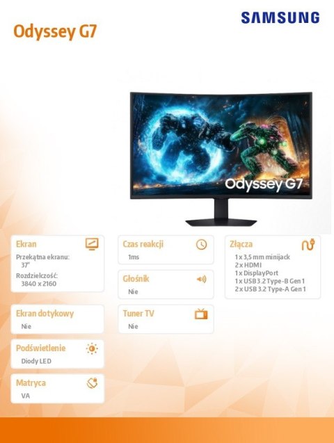 Monitor Odyssey G7 37 cali LS37FG750EUXEN