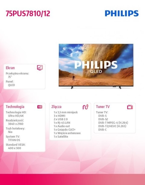 Telewizor 75 cali LED 75PUS7810/12