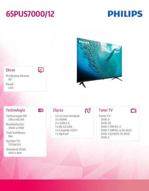 Telewizor LED 65 cali 65PUS7000/12