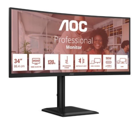 Monitor CU34E4CV 34 cale 120Hz Curved VA HDMIx2 DP RJ45 HAS GĹoĹniki