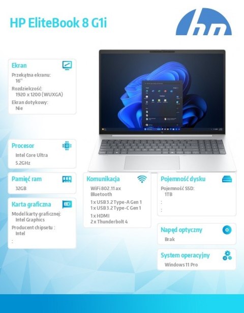Notebook EliteBook 8 G1i U7-255U 1TB/32GB/W11P/16cali C51LYET