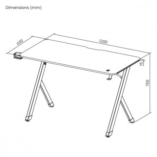 Biurko gamingowe NanoRS 120x60x75cm RS101 z uchwytem na słuchawki i kubek Czarne