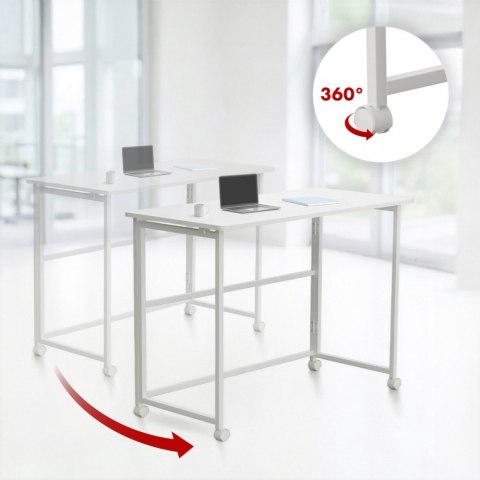 Biurko, stolik z kółkami MC-1250W 100x50 cm blat, max 50kg Białe