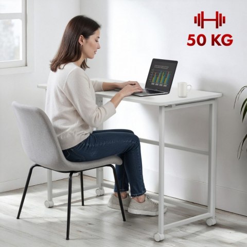 Biurko, stolik z kółkami MC-1250W 100x50 cm blat, max 50kg Białe