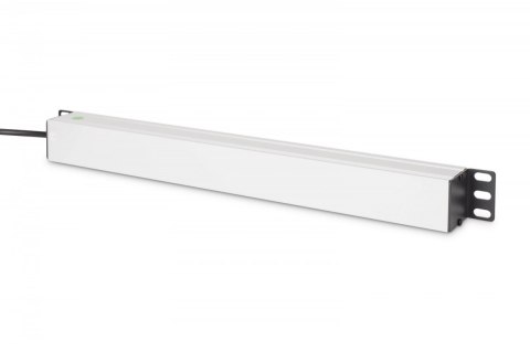 Listwa zasilająca PDU Rack 19" z bezpiecznikiem przeciążeniowym, 9 gniazd Schuko CEE 7/3 (45°), kabel 2m wtyk IEC C14, 10A, alum