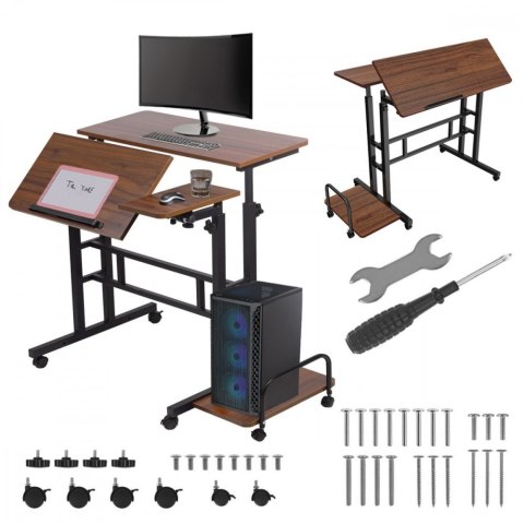 Mobilne biurko regulowane MC-124 B max 50kg, regulacja wysokości 67-115 cm, blat 80x60 cm