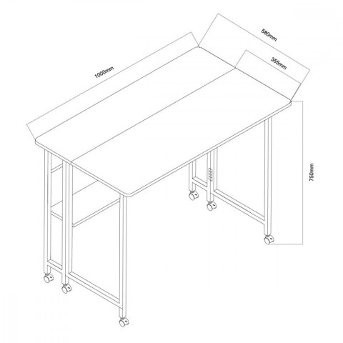 Składane biurko stolik MC-126 B blat 100x58 cm, max 50kg Czarne