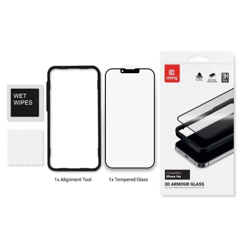 Szkło hartowane 3D Armour Glass - iPhone 16e / iPhone 14 / iPhone 13 / iPhone 13 Pro + ramka instalacyjna