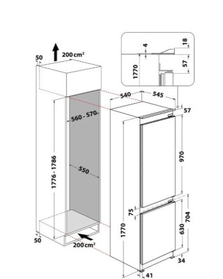 Chłodziarko-zamrażarka do zabudowy WHC18T322