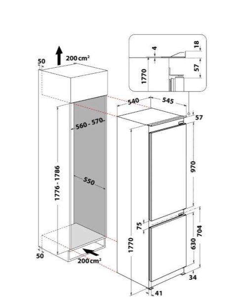 Chłodziarko-zamrażarka do zabudowy WHC18T322