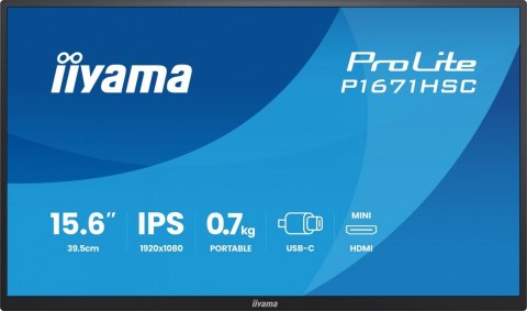 Monitor 15.6 cala P1671HSC-B1 IPS,FHD,miniHDMI,2xUSBC,250cd,8ms,2x1W, 0,7kg