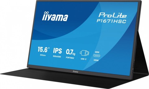 Monitor 15.6 cala P1671HSC-B1 IPS,FHD,miniHDMI,2xUSBC,250cd,8ms,2x1W, 0,7kg