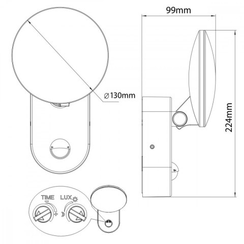 Lampa ścienna LED z czujnikiem PIR MCE367