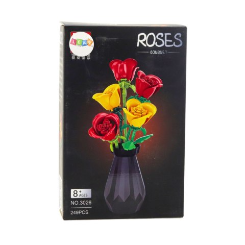 Klocki Konstrukcyjne Bukiet Róż W Wazonie Czerwone Żółte 249 el.