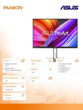 Monitor 24.1 cali PA248CRV BK/5MS/EU/DP/HDMI/TYPEC/USB/Głośniki