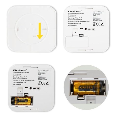 Czujnik tlenku węgla z baterią | alarm 85dB | LED