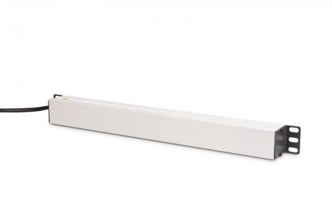 Listwa zasilająca PDU Rack 19" z zabezpieczeniem przeciążeniowym, 8 gniazd Schuko CEE 7/3 (45°), kabel 2m wtyk Unischuko, 16A, a