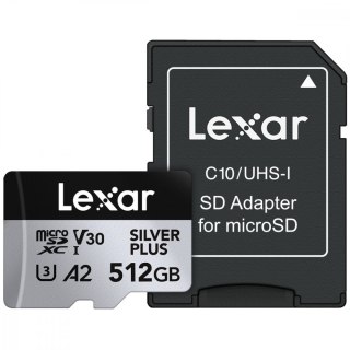 Karta pamięci microSD 512GB C10 A2 U3 V30 205/150MB/s Silver Plus