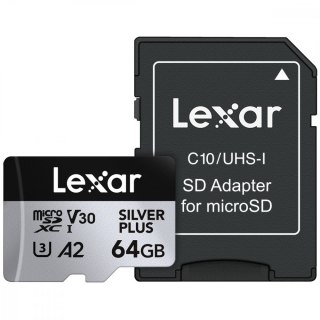 Karta pamięci microSD 64GB C10 A2 U3 V30 205/100MB/s Silver Plus