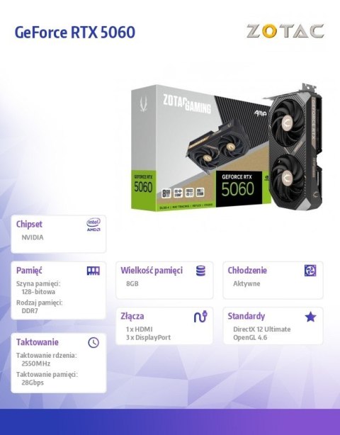 Karta graficzna GeForce RTX 5060 AMP 8GB GDDR7 128bit 3DP/HDMI