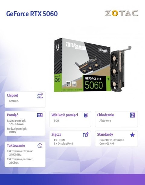 Karta graficzna GeForce RTX 5060 LP 8GB GDDR7 128bit 2DP/HDMI