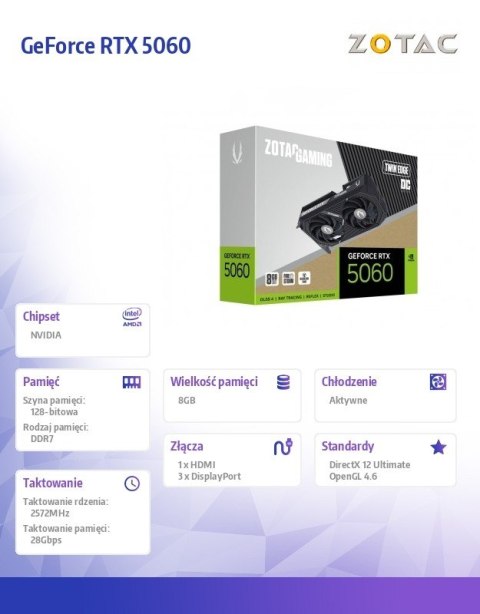 Karta graficzna GeForce RTX 5060 TWIN EDGE OC 8GB GDDR7 128bit 3DP/HDMI