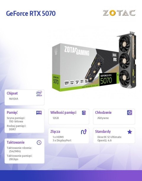 Karta graficzna GeForce RTX 5070 SOLID OC 12GB GDDR7 192bit 3DP/HDMI