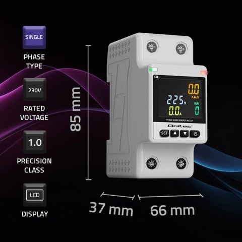 Jednofazowy elektroniczny licznik | miernik zużycia energii | DIN35 | zdalne sterowanie | historia pomiaru | WiFi | TUYA | Smart