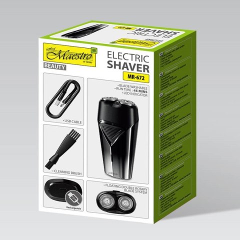 Golarka męska podróżna 2 głowice, USB MR-672