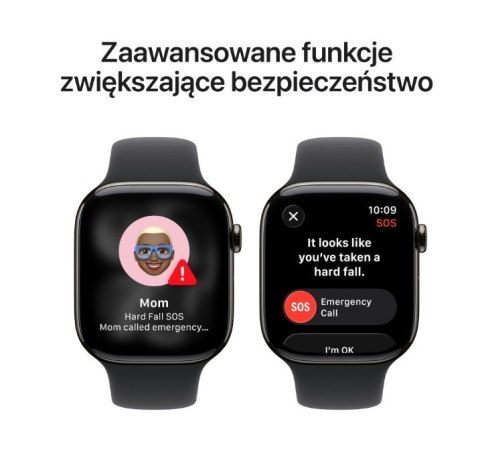 Watch Series 11 GPS + Cellular, koperta 42 mm z tytanu w kolorze łupku, pasek sportowy w kolorze czarnym - rozmiar S/M