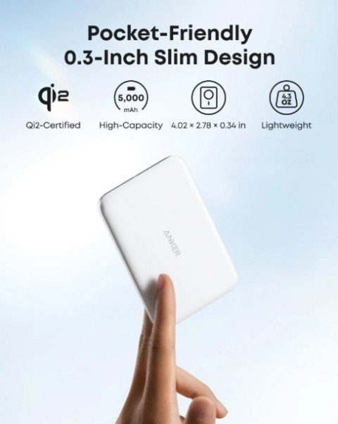PowerBank Nano 5k mAh slim biały