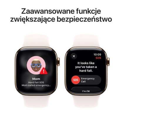 Watch Series 11 GPS + Cellular koperta 42 mm z tytanu w kolorze złotym, pasek sportowy w kolorze łagodnego różu - rozmiar M/L