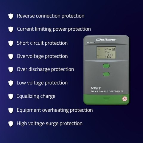 Solarny regulator ładowania MPPT z czujnikiem temperatury 60A | 12V/24V | LCD | Bluetooth | APP | GEL | LiFePO4