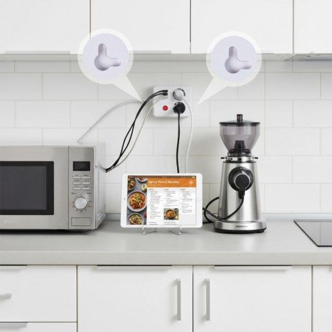 Listwa zasilająca, MCE388 W 2 gniazda, 3xUSB, 110-240V AC 50/60Hz, 2.1A max 2500W, 3m biała