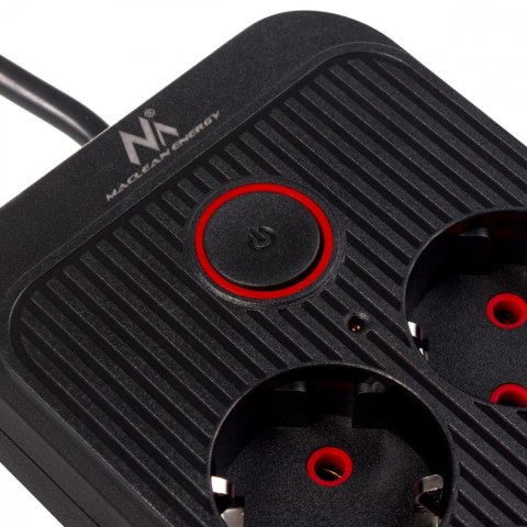 Listwa zasilająca MCE389 B 6 gniazd 4xUSB-A, 1xUSB-C 110-240V AC 50/60Hz, 2.1A max 2500W, czarna