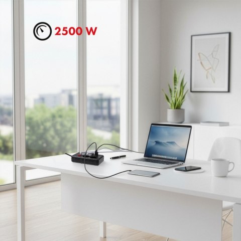 Listwa zasilająca MCE393 B 4 gniazda 3xUSB 110-240V AV 50/60Hz 1A max 2500W 3m czarna