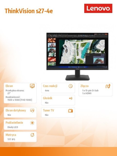 Monitor ThinkVision s27-4e 27 cali 64BEKAT1EU