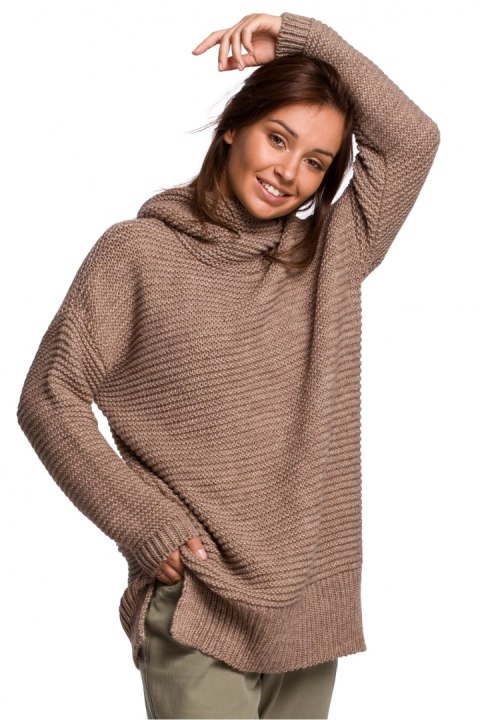 Sweter Damski Model BK047 Cappuccino - BE Knit Sweter Damski Model BK047 Cappuccino - BE Knit