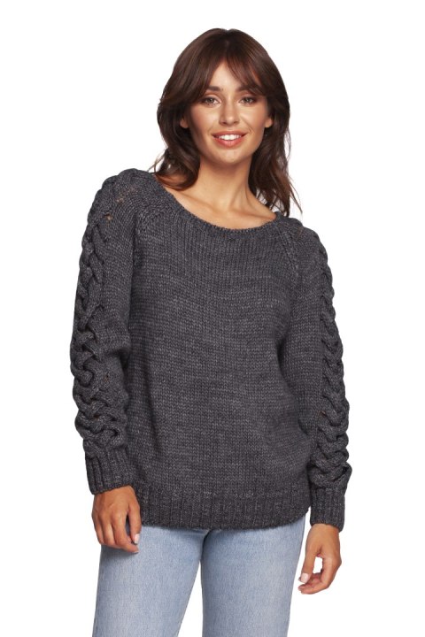 Sweter Damski Model BK090 Grey - BE Knit Sweter Damski Model BK090 Grey - BE Knit