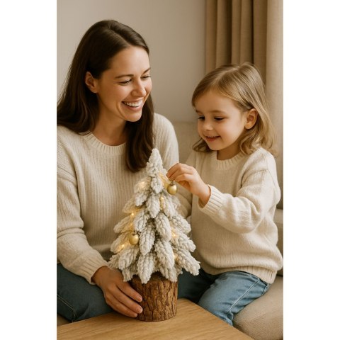 Choinka Ozdobna Dekoracyjna Sztuczna Na Pniu Pokryta Śniegiem 20 x 9 cm