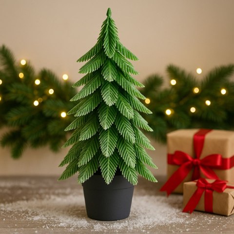 Choinka Ozdobna Dekoracyjna Sztuczna W Doniczce Srebrne Wykończenie 32 x 12 cm